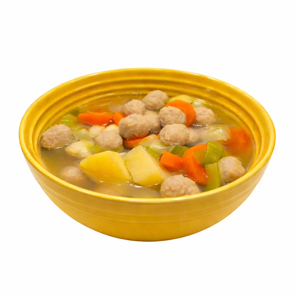kød- og melbollesuppe